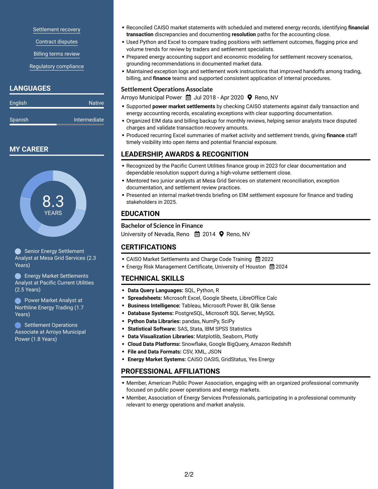 Resume example — page 2