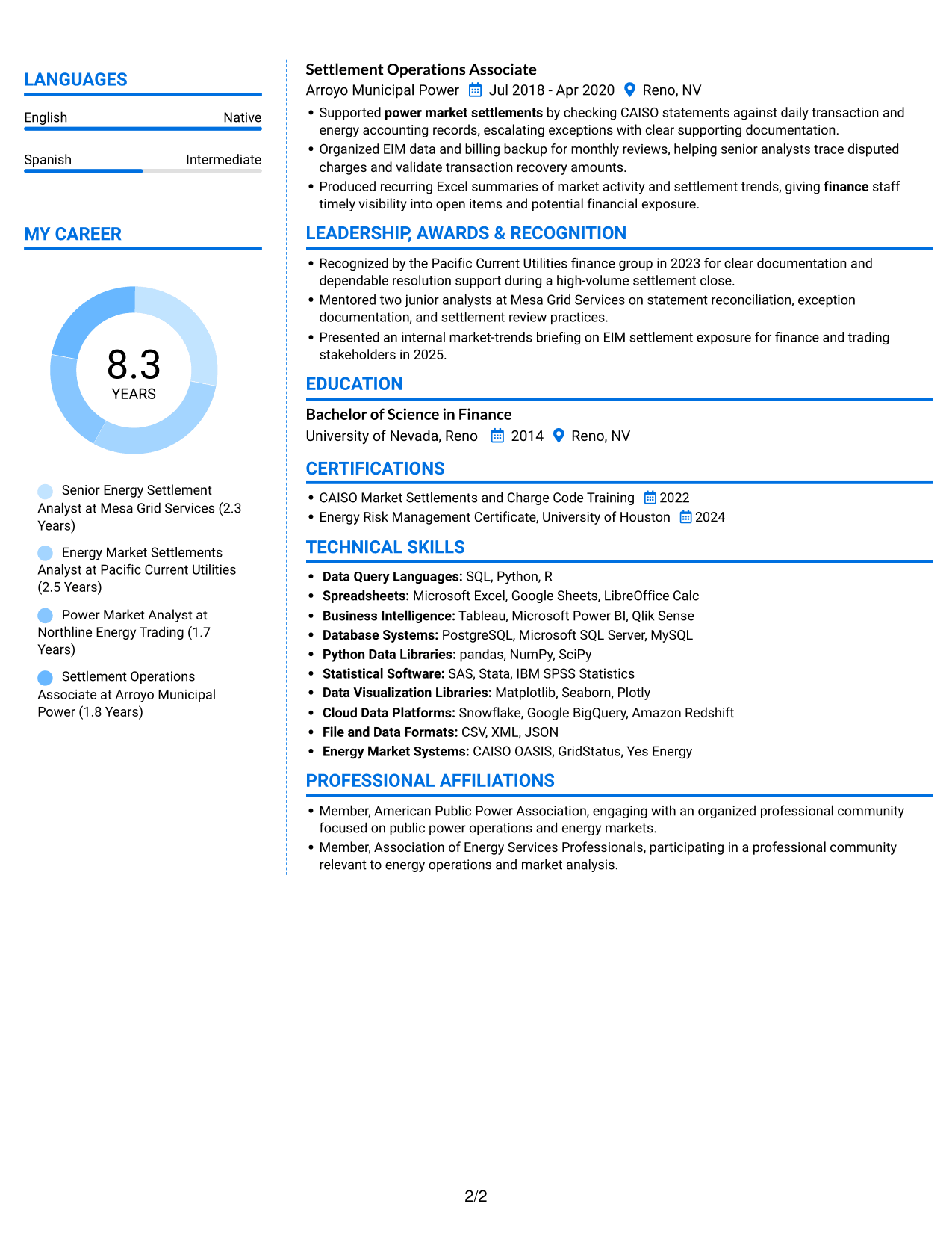 Resume example — page 2