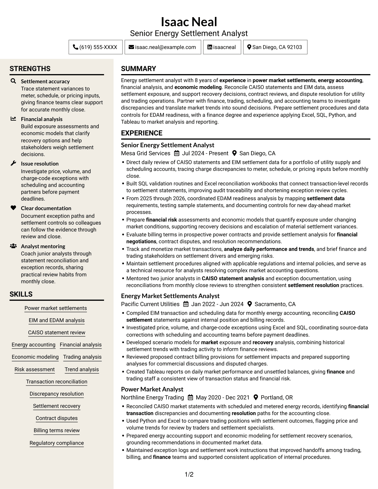 Resume example — page 1