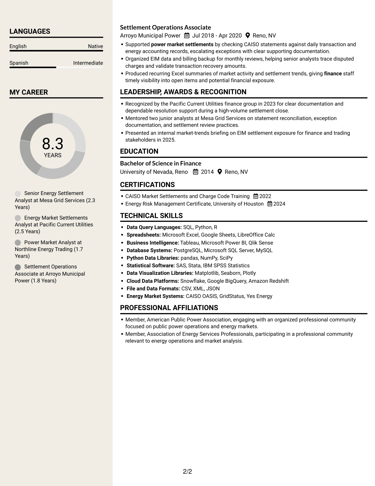 Resume example — page 2
