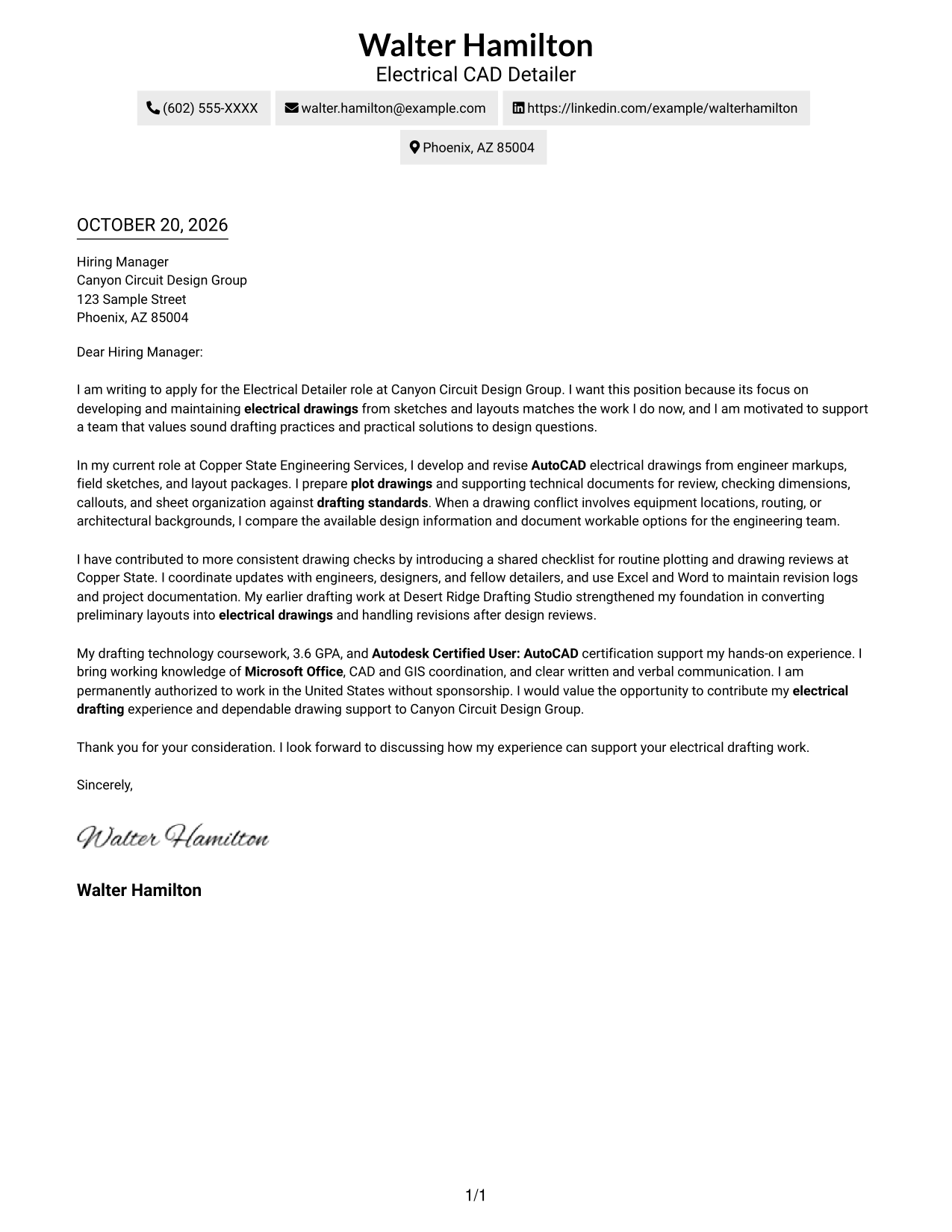 Cover letter example — page 1