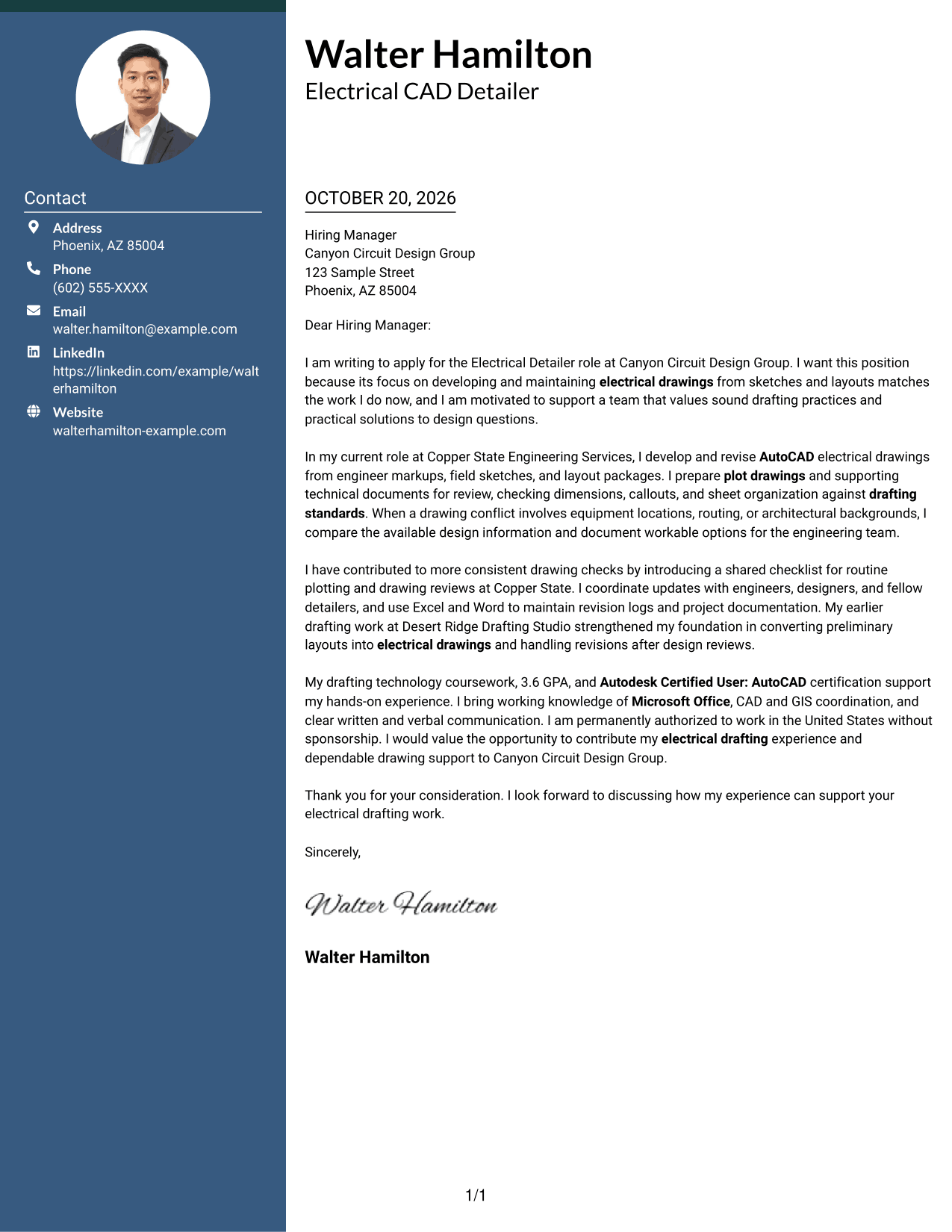 Cover letter example — page 1