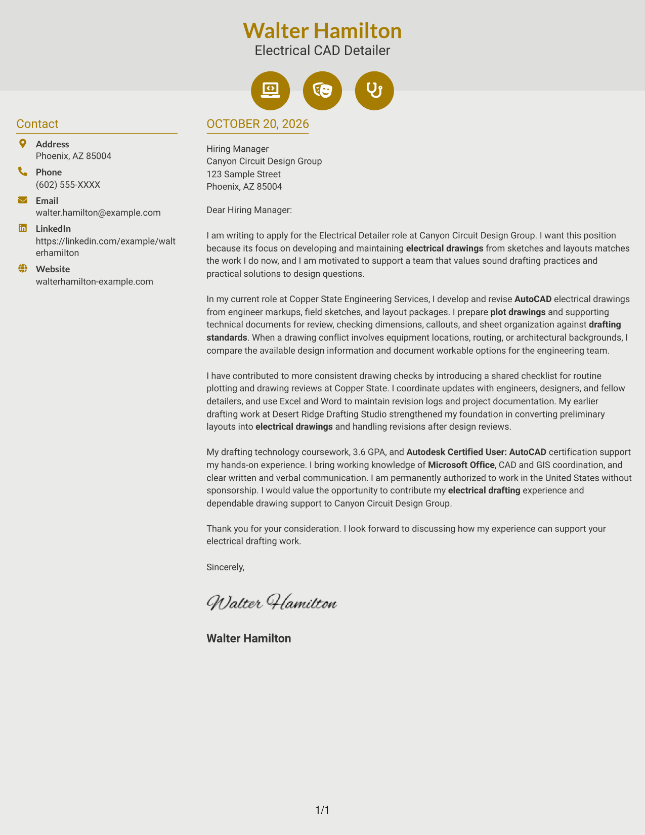 Cover letter example — page 1