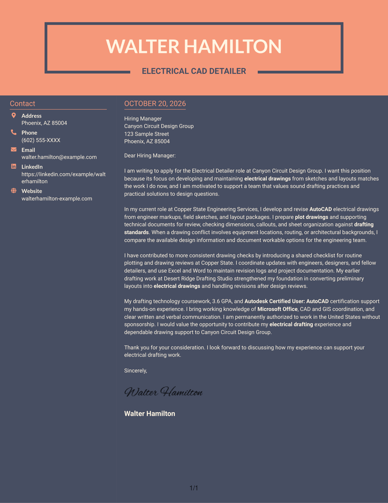 Cover letter example — page 1