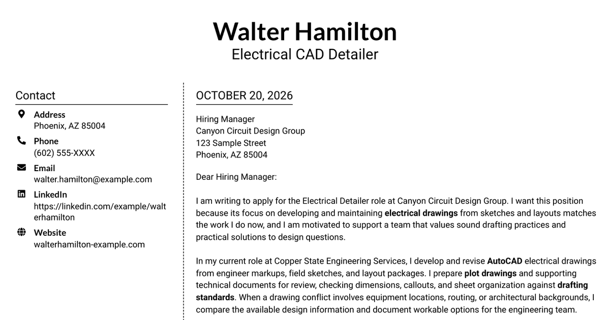 7 Electrical Detailer Cover Letter Templates with Example