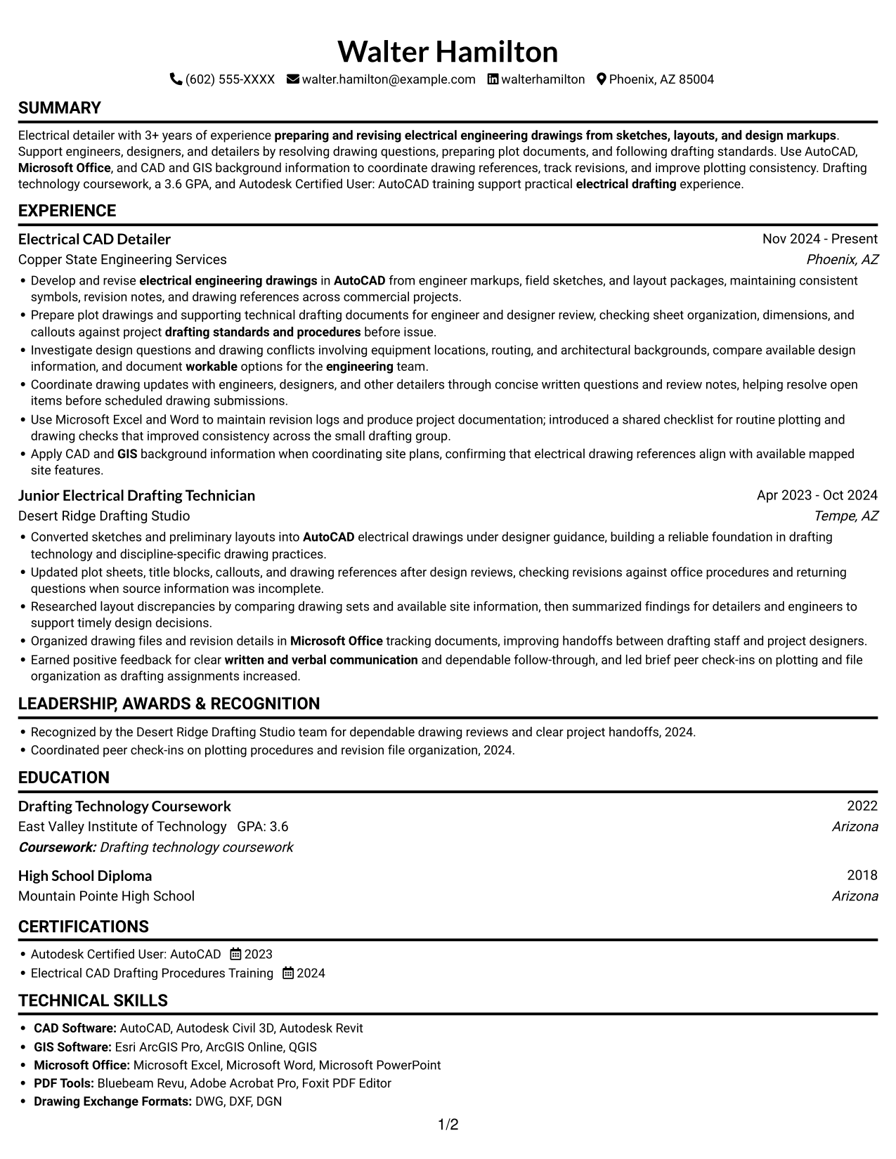 Resume example — page 1