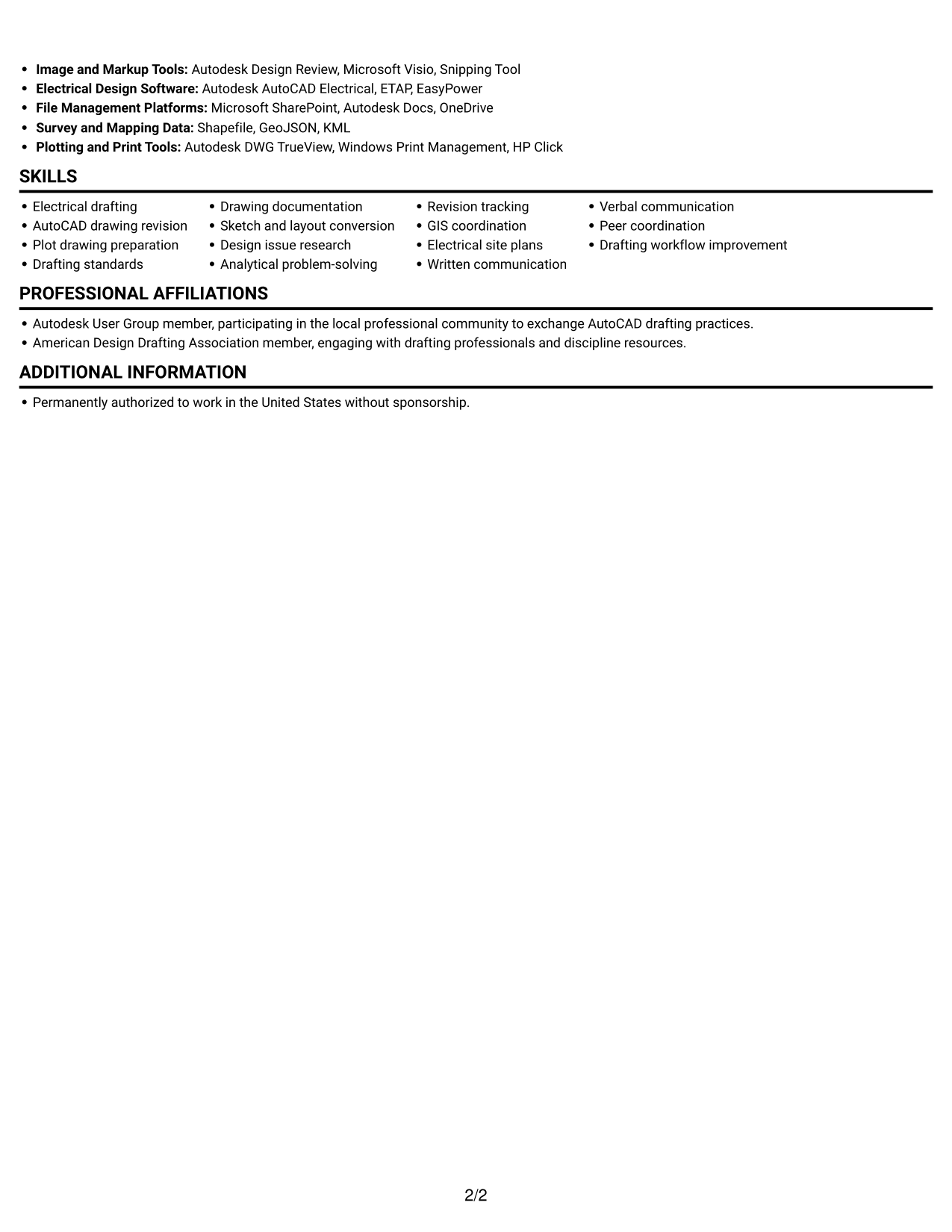 Resume example — page 2
