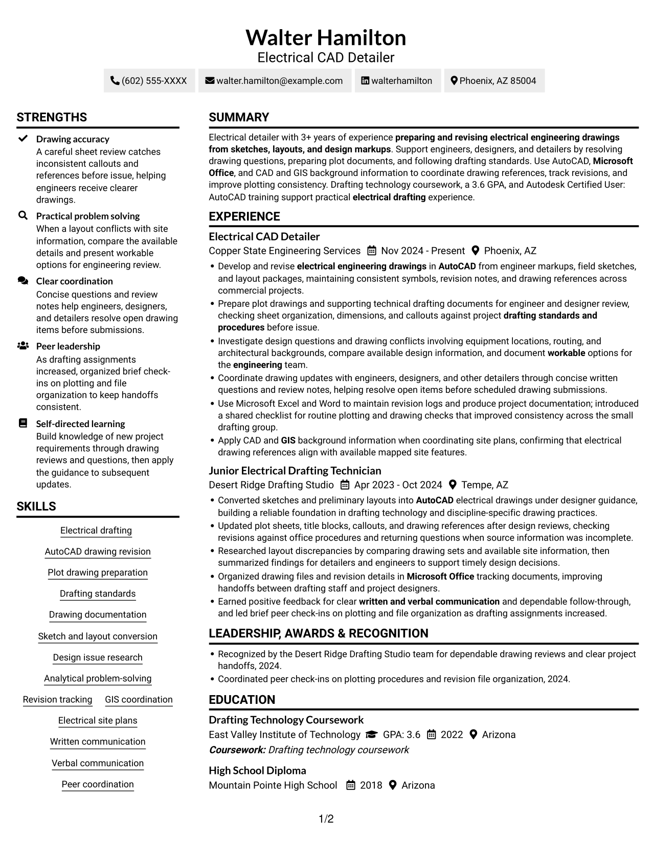 Resume example — page 1