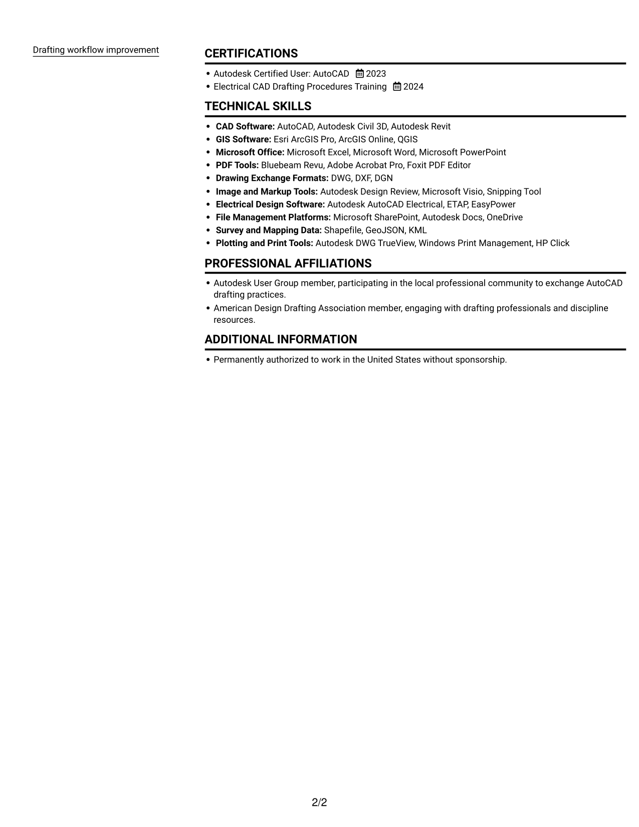 Resume example — page 2