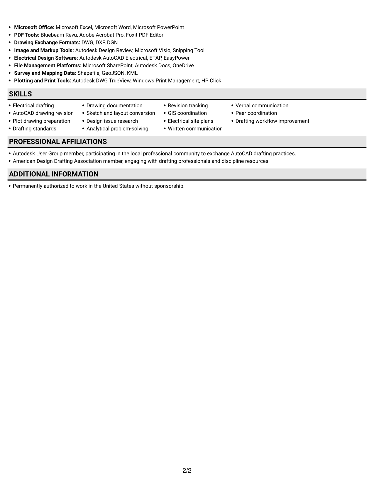Resume example — page 2