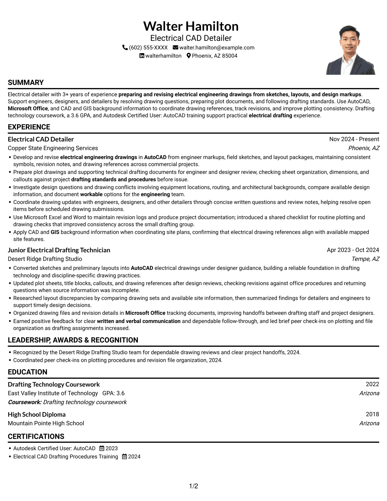 Resume example — page 1