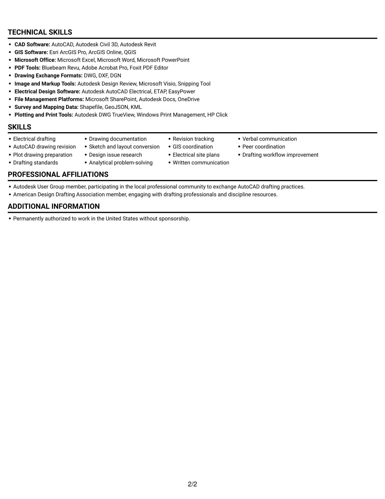 Resume example — page 2