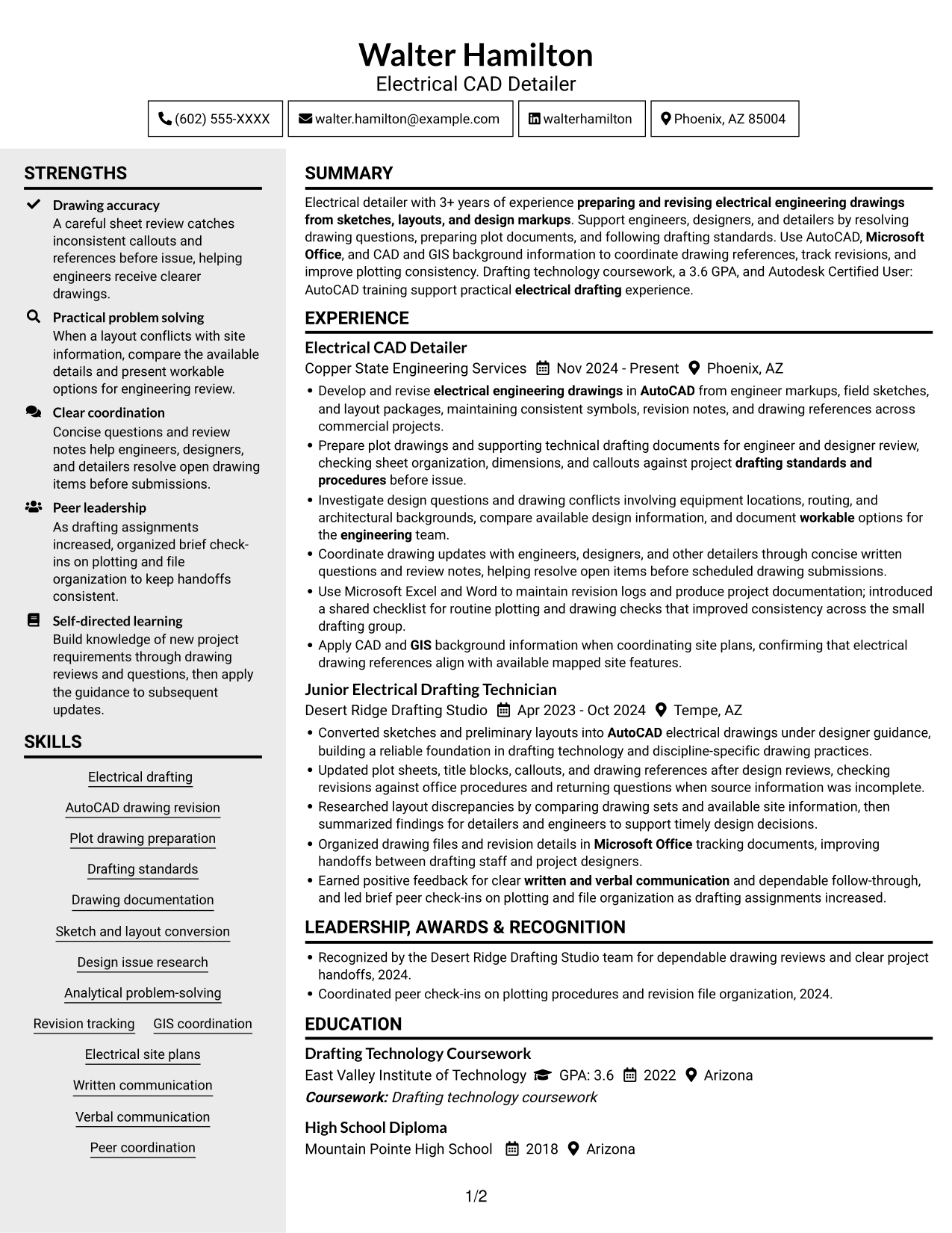Resume example — page 1