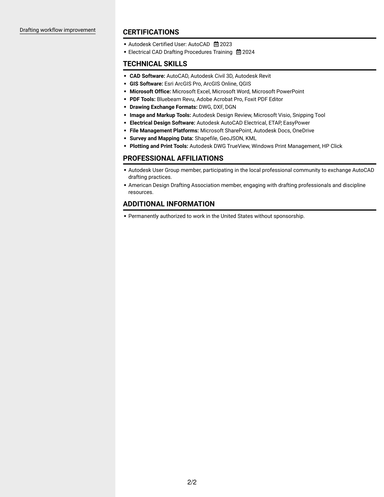 Resume example — page 2