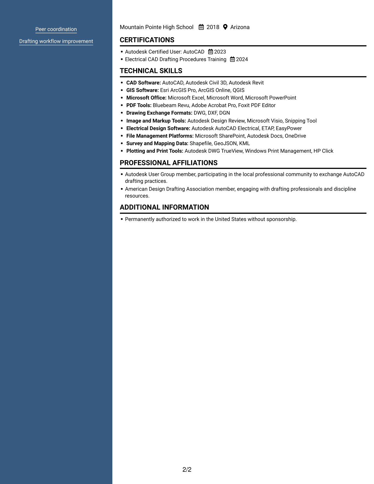 Resume example — page 2