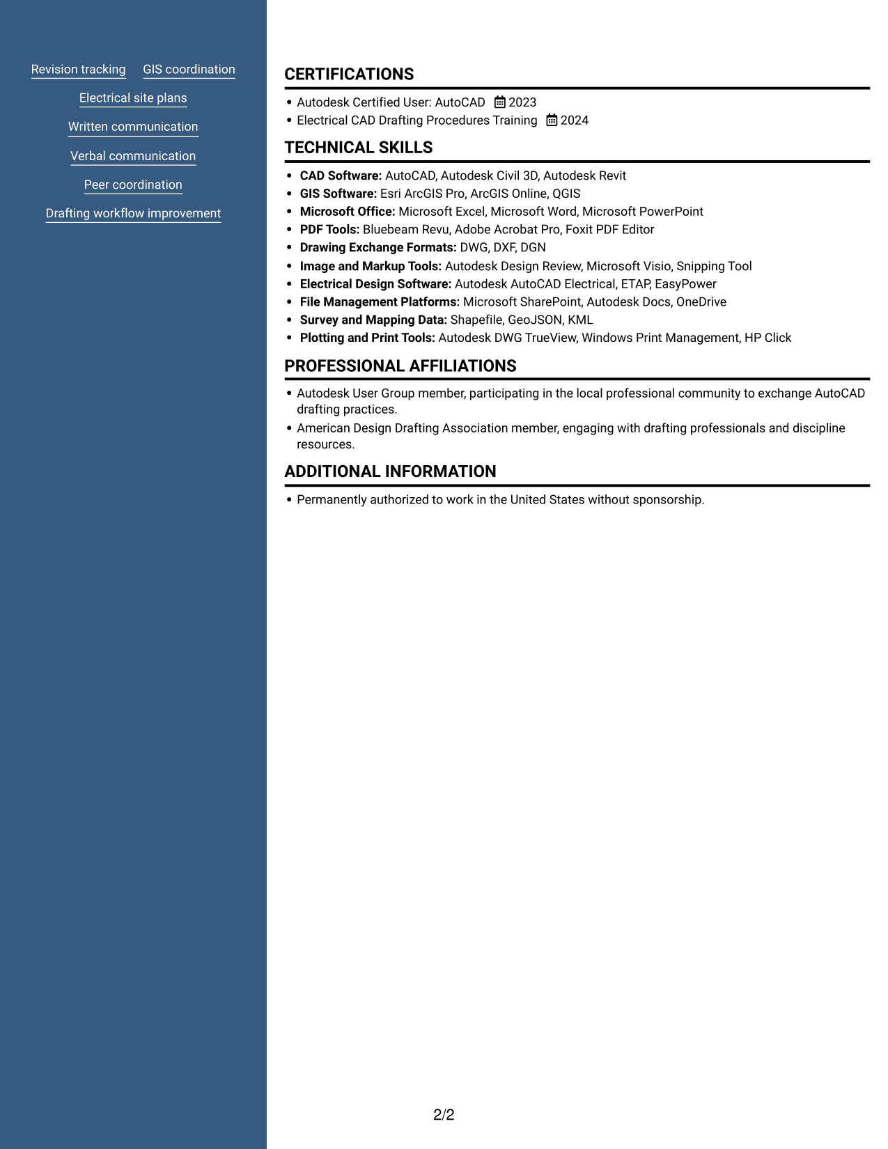 Resume example — page 2