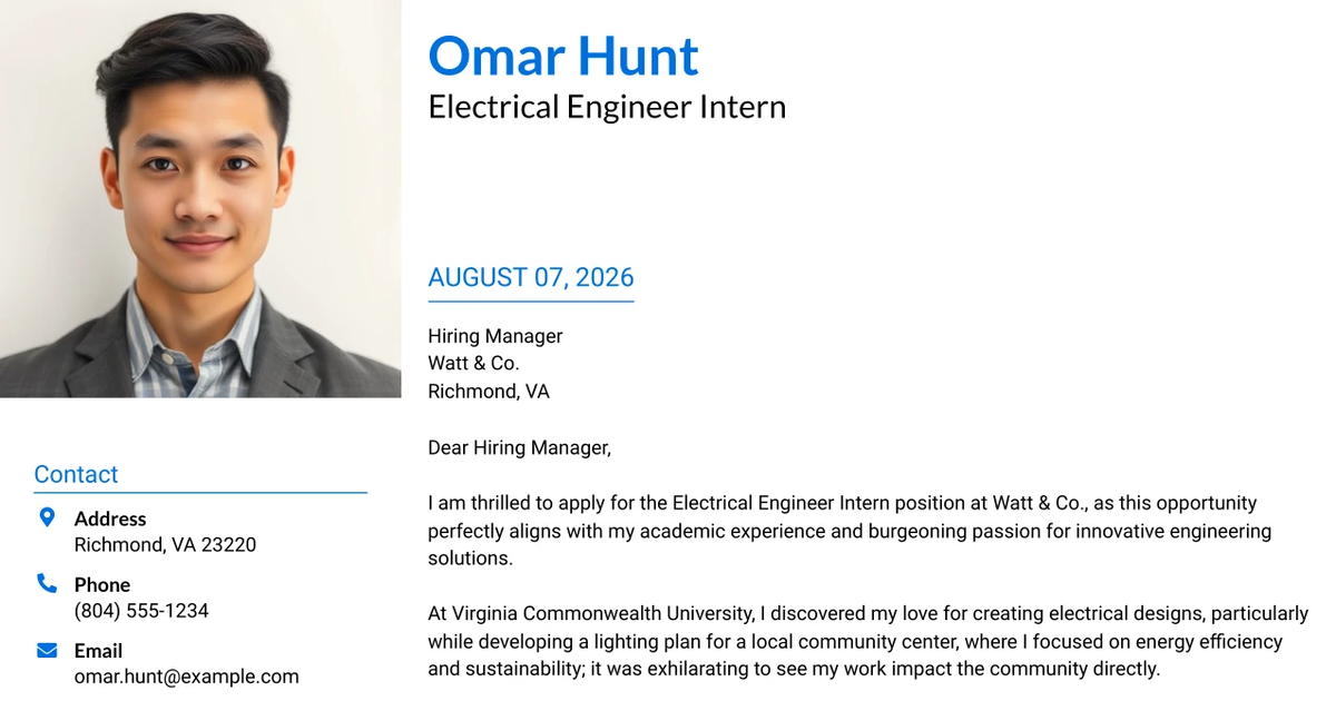 30+ Electrical Engineer Intern Cover Letter Templates with Example 2026