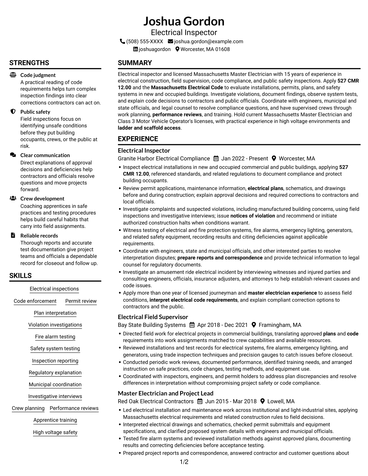 Resume example — page 1