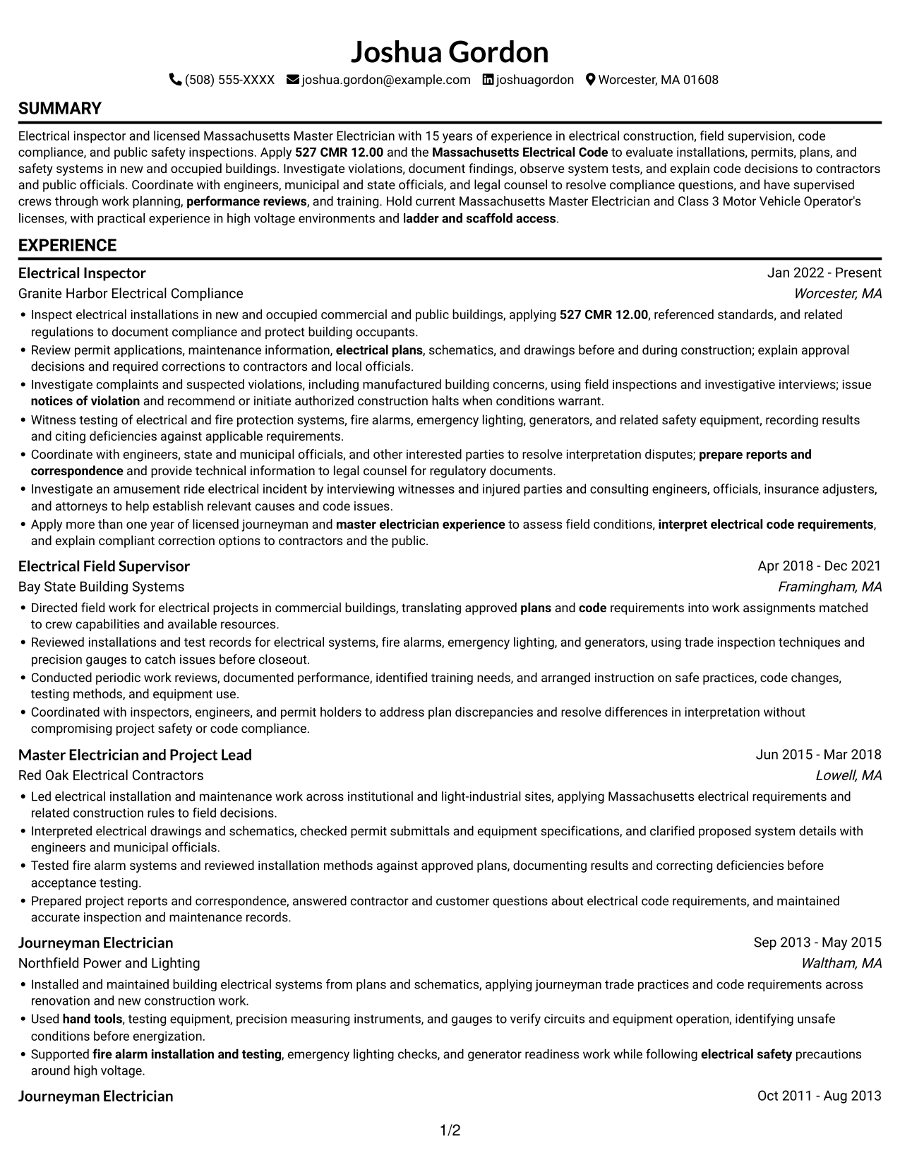 Resume example — page 1
