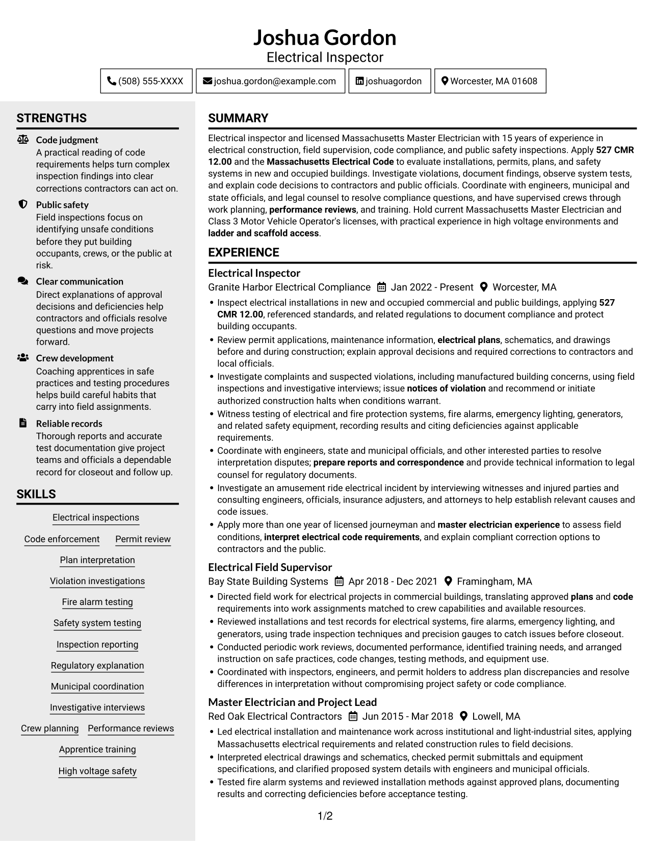 Resume example — page 1