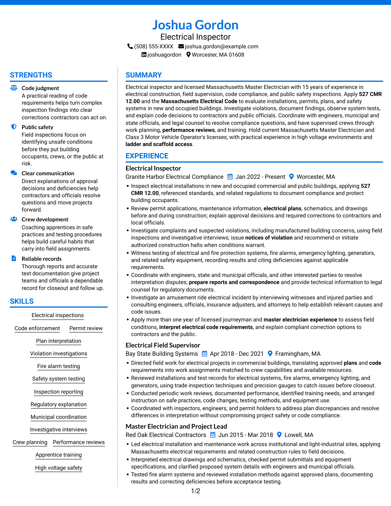 Resume example — page 1