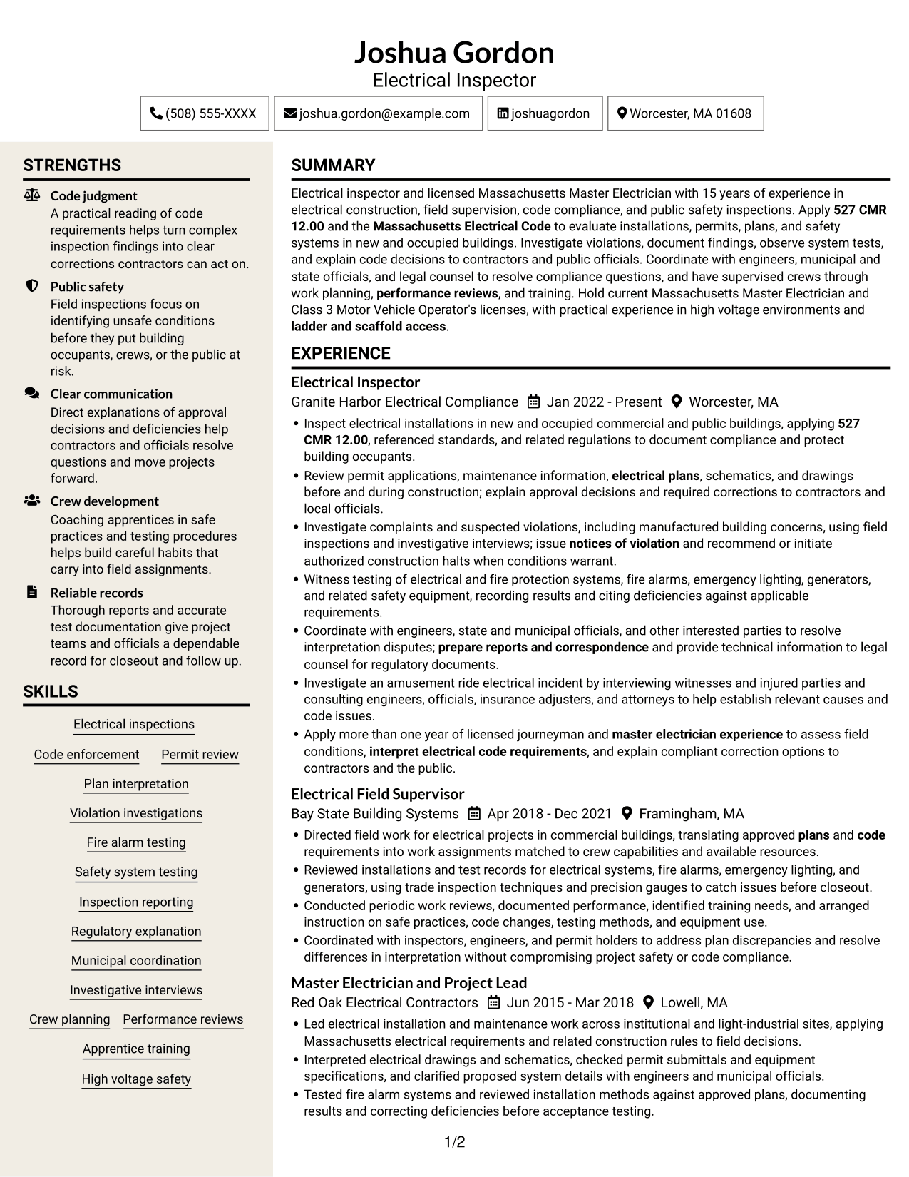 Resume example — page 1