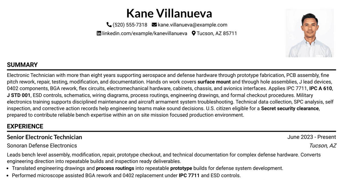 7 Electronic Technician Resume Templates with Example