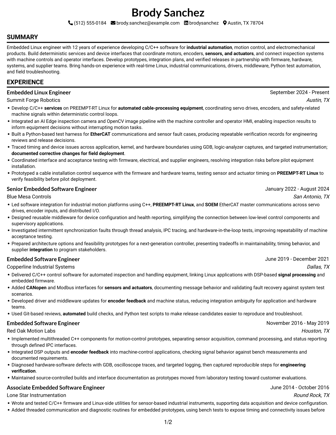 Resume example — page 1