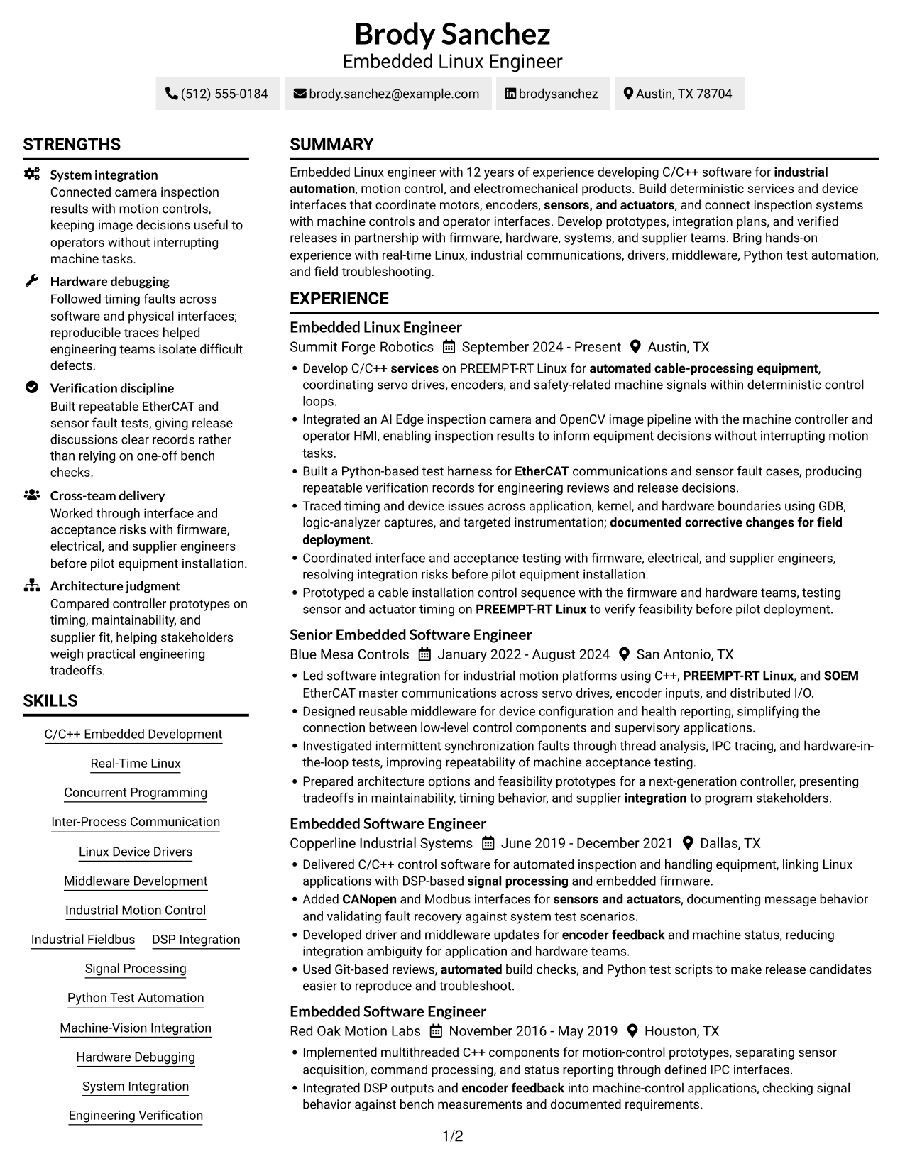 Resume example — page 1