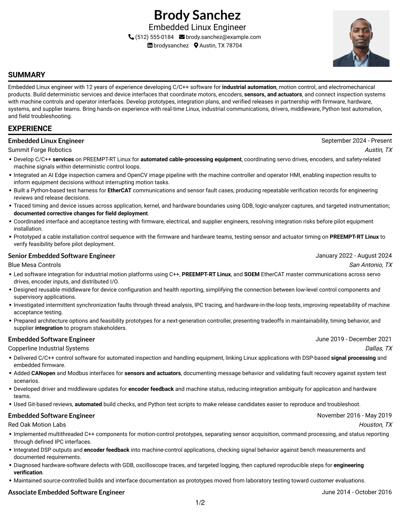 Resume example — page 1