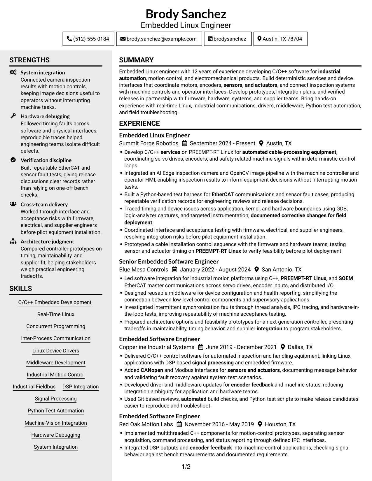 Resume example — page 1