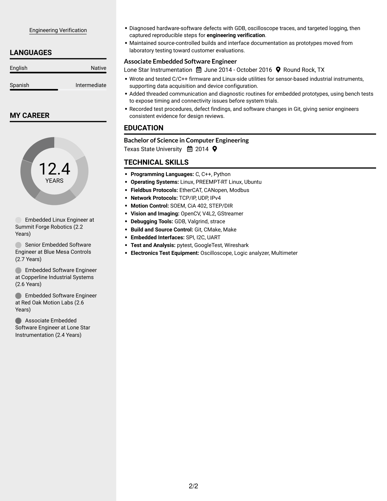 Resume example — page 2