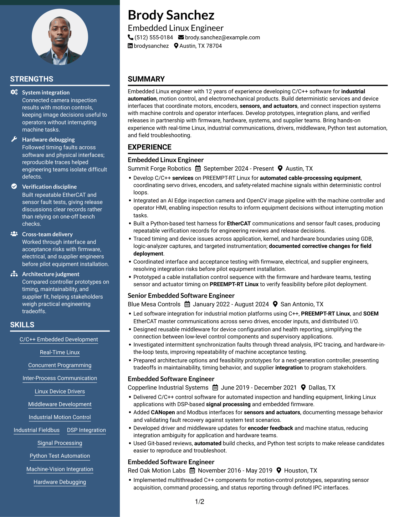 Resume example — page 1