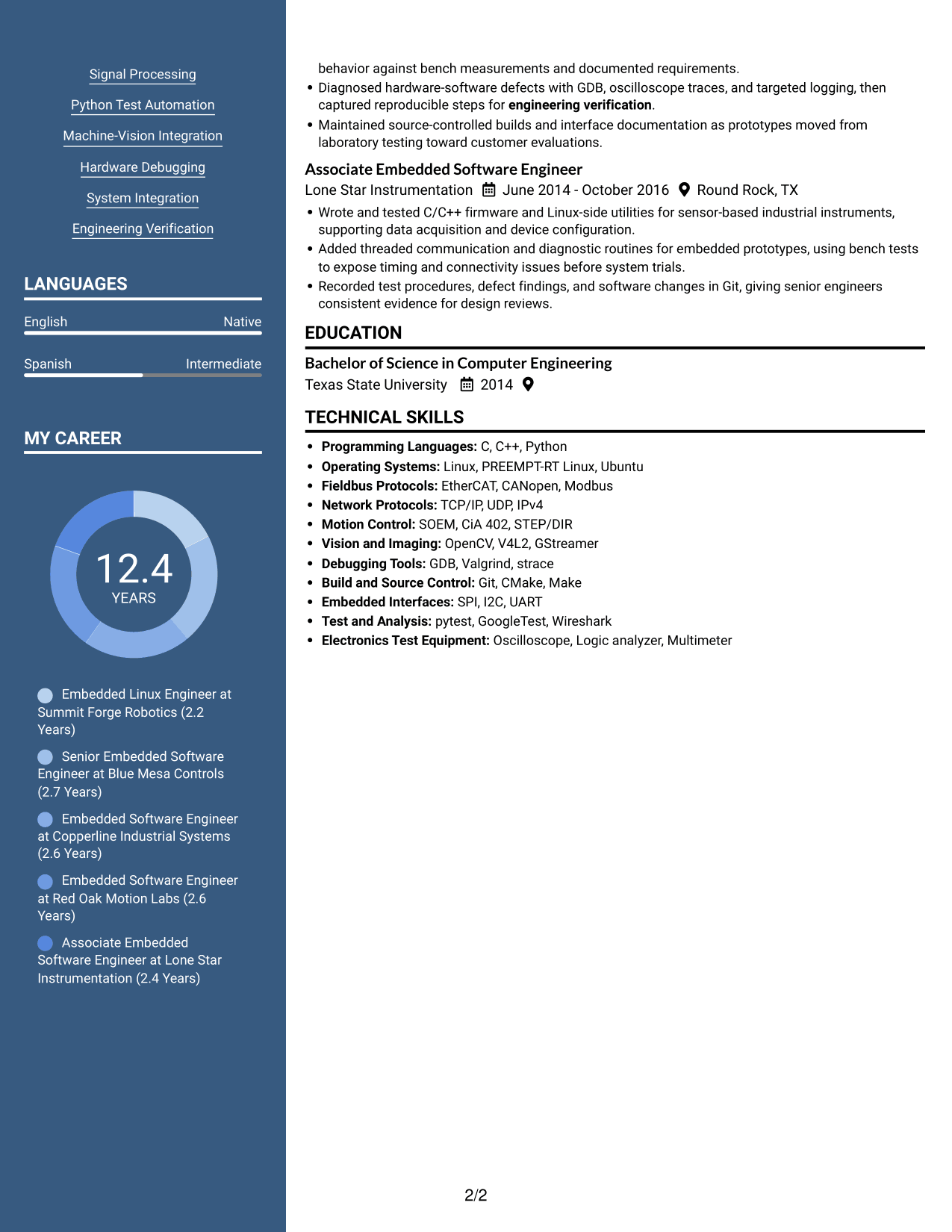 Resume example — page 2
