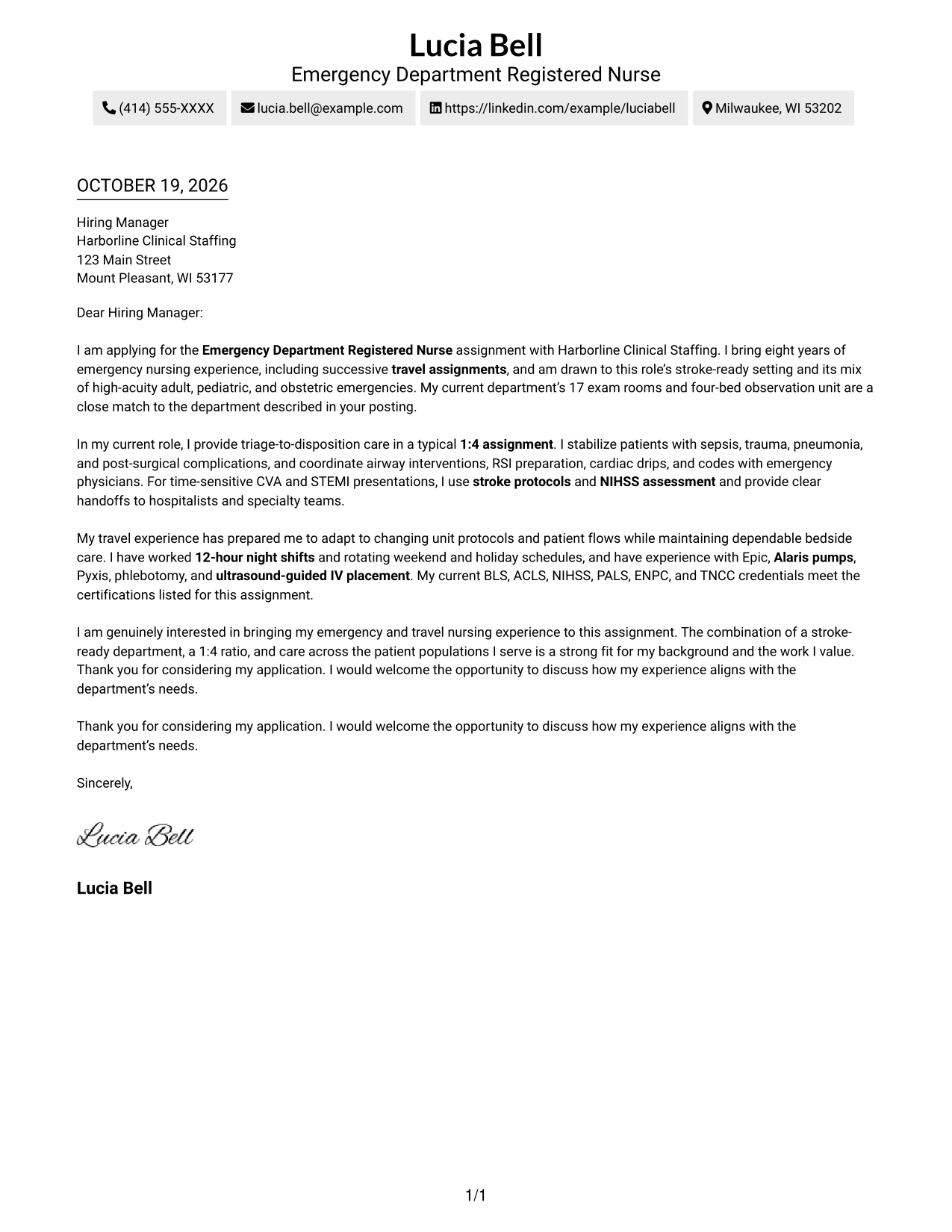 Cover letter example — page 1