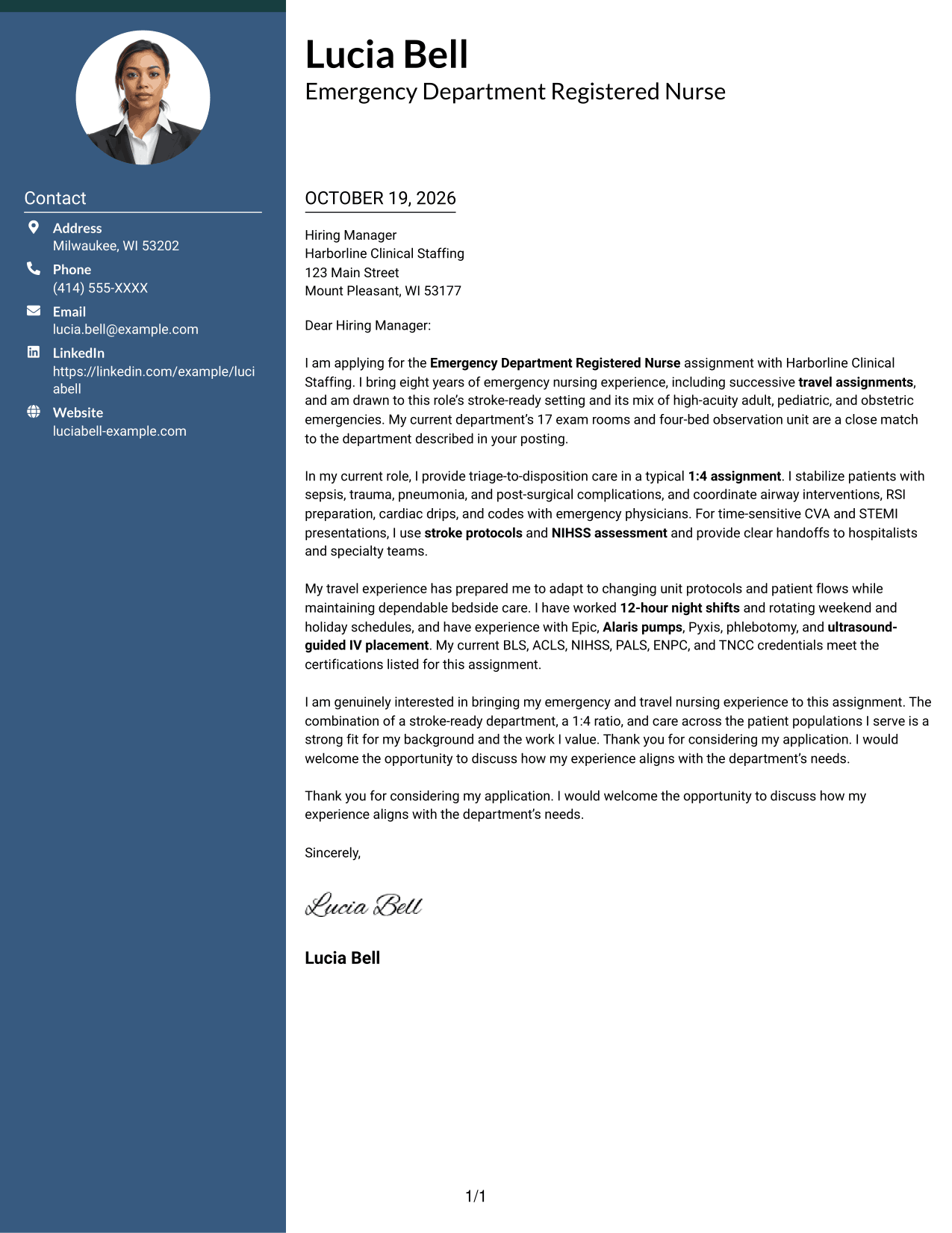 Cover letter example — page 1
