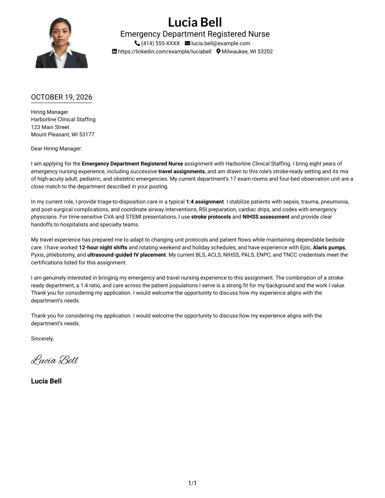 Cover letter example — page 1