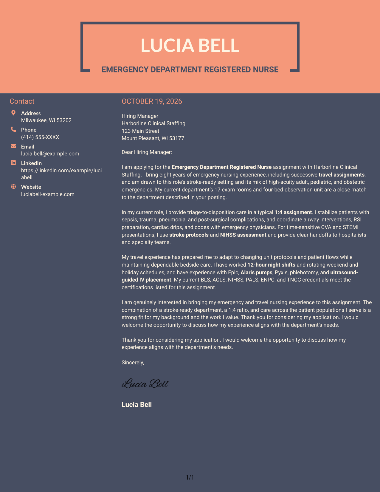 Cover letter example — page 1