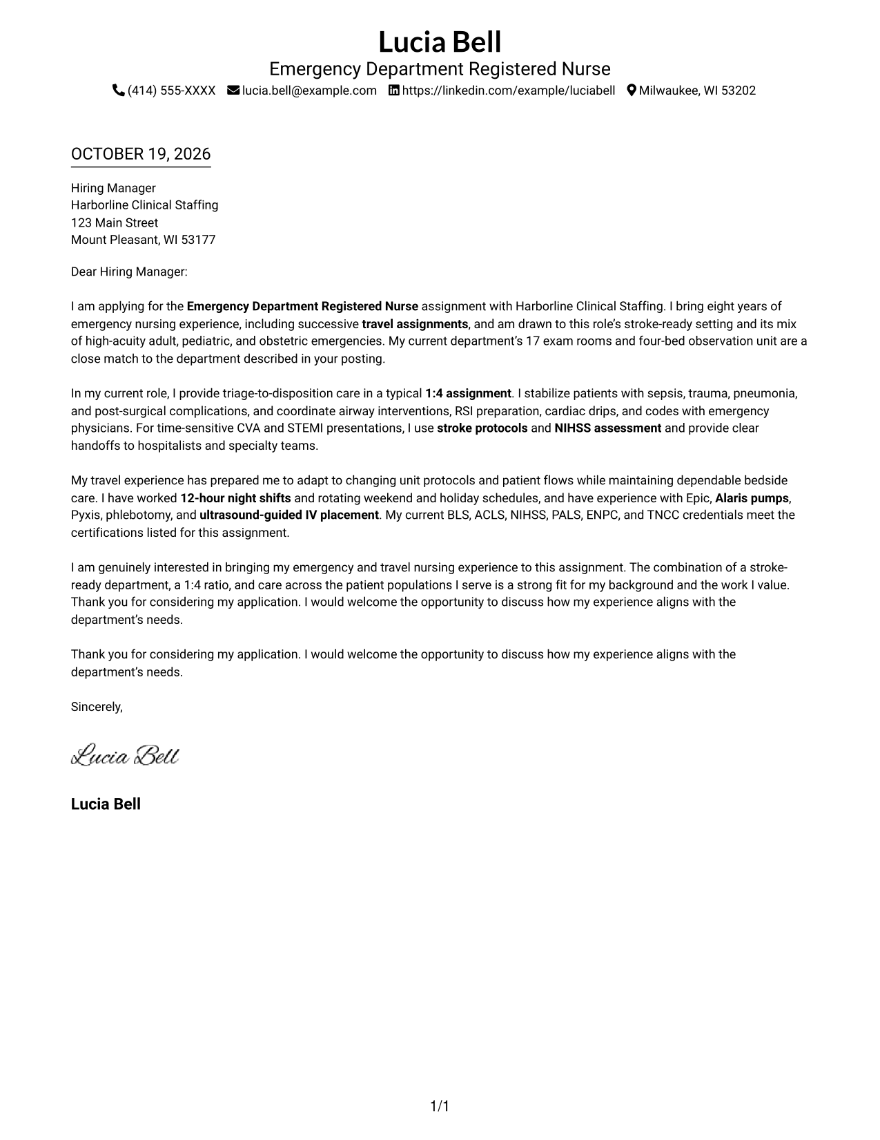 Cover letter example — page 1