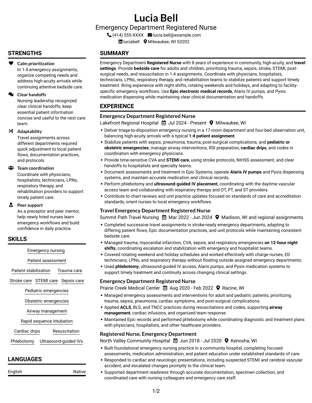 Resume example — page 1