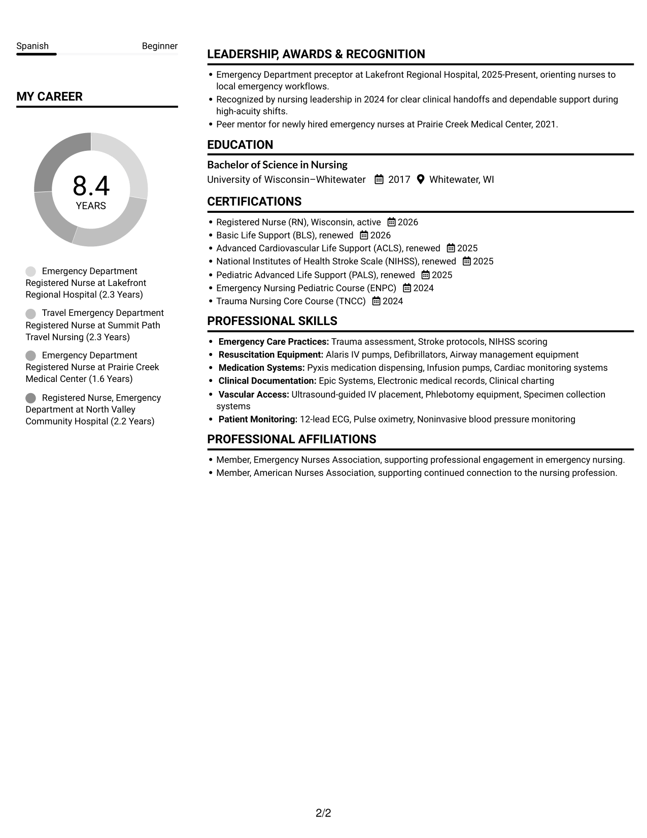 Resume example — page 2