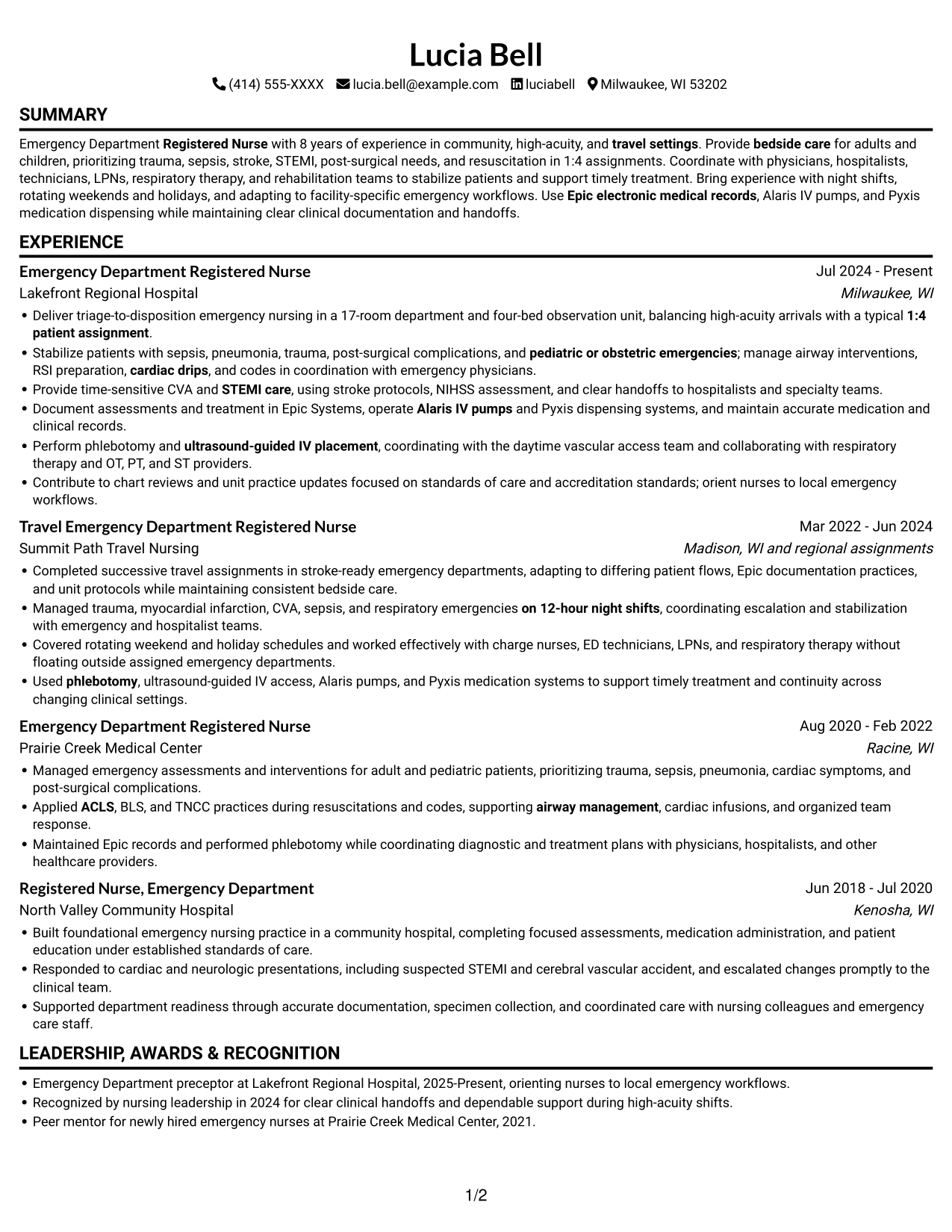 Resume example — page 1