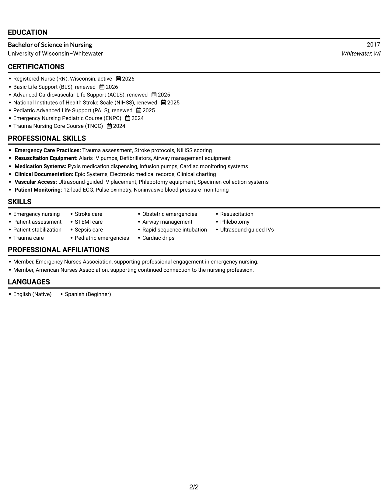 Resume example — page 2