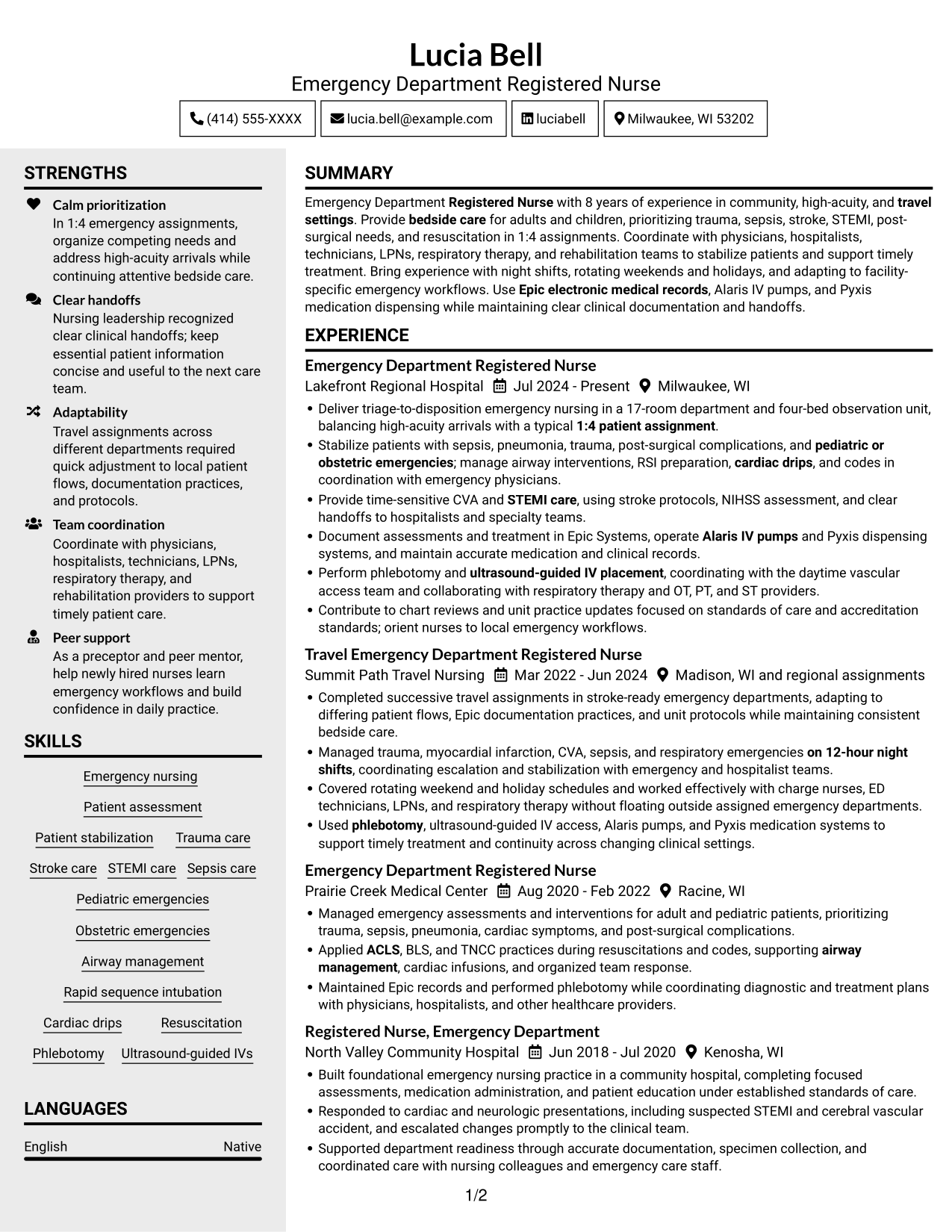 Resume example — page 1