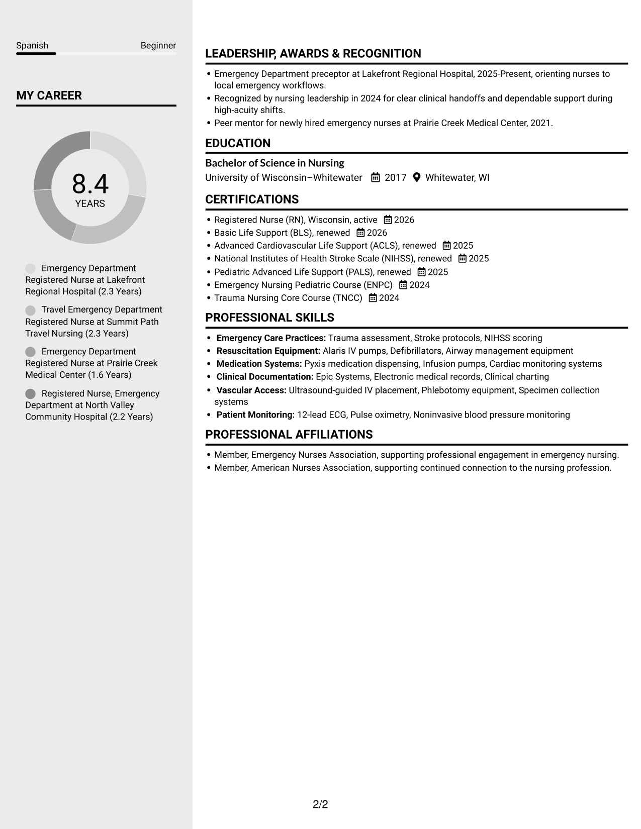 Resume example — page 2
