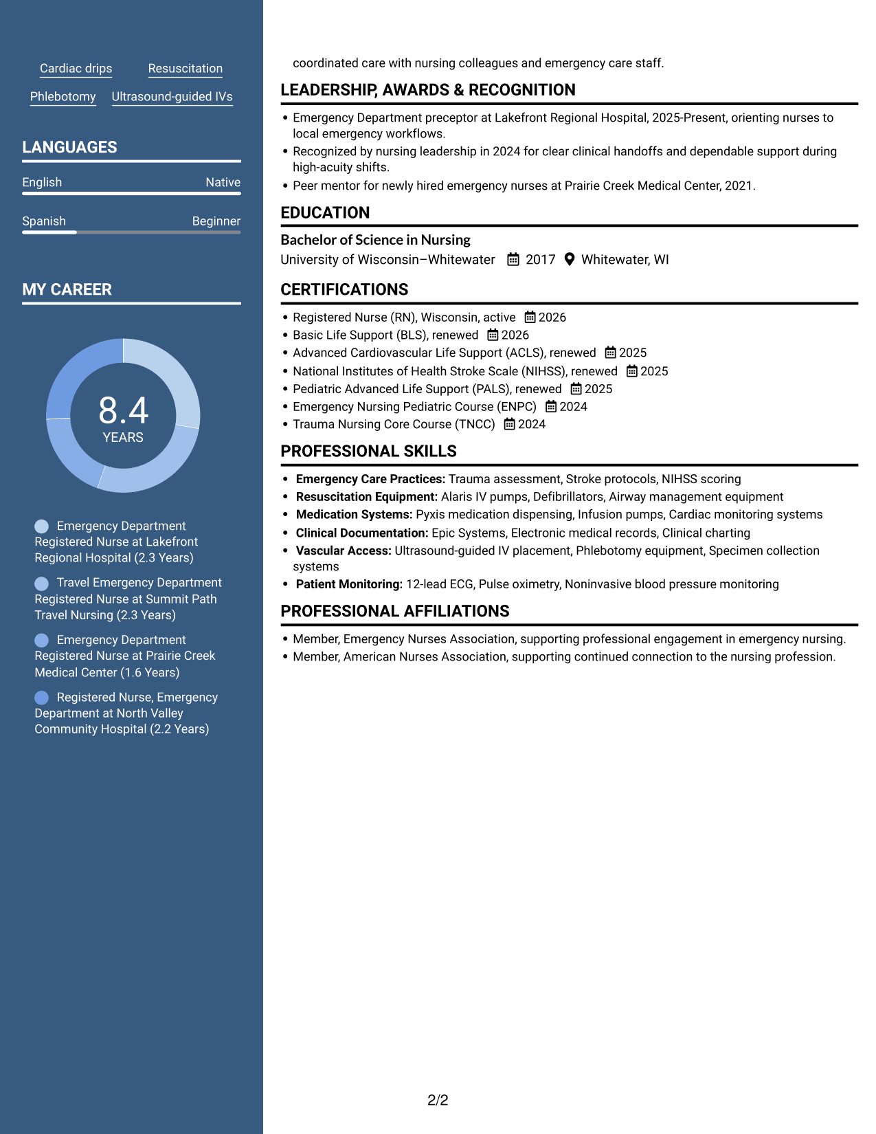 Resume example — page 2