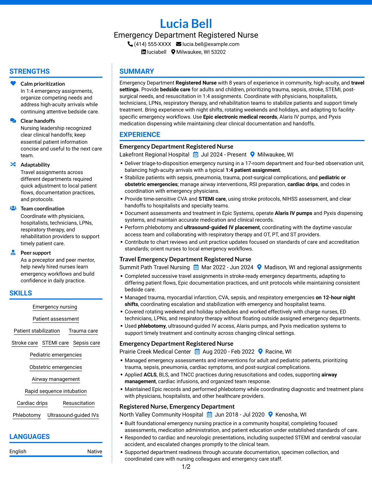 Resume example — page 1