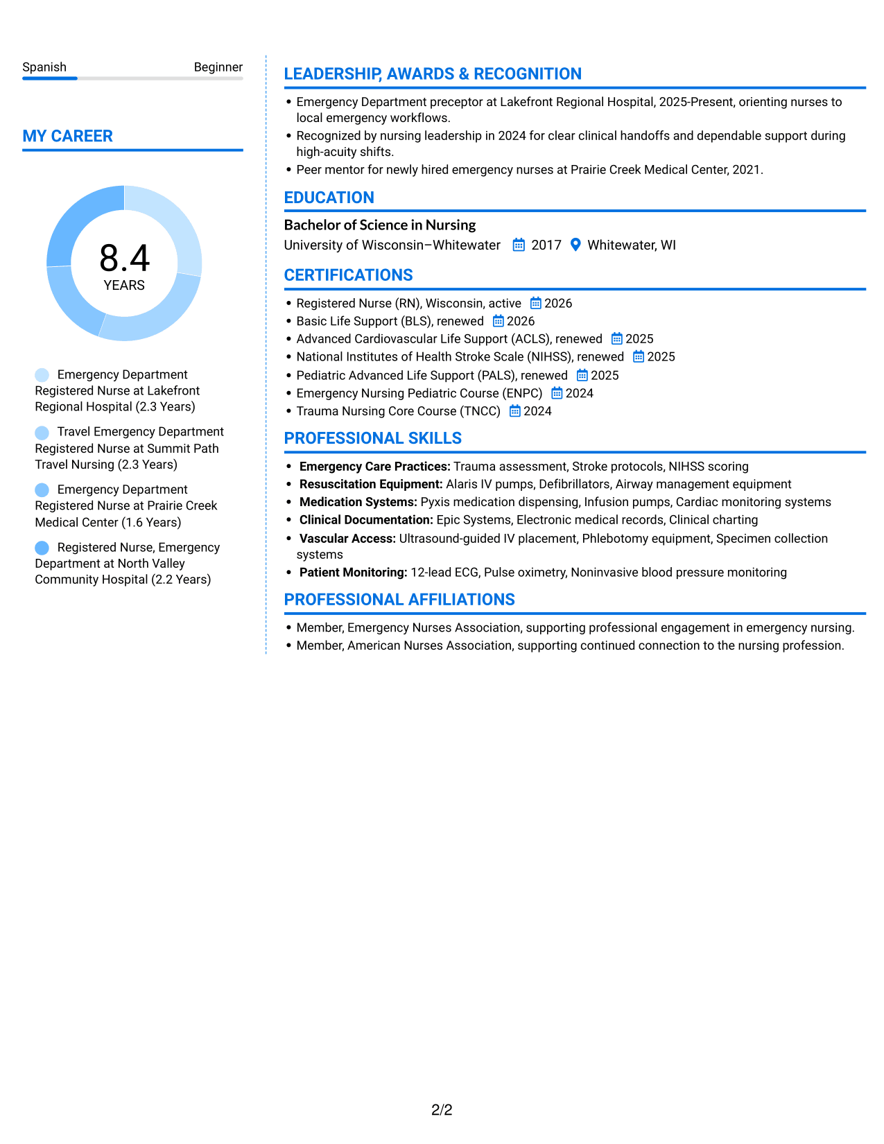 Resume example — page 2