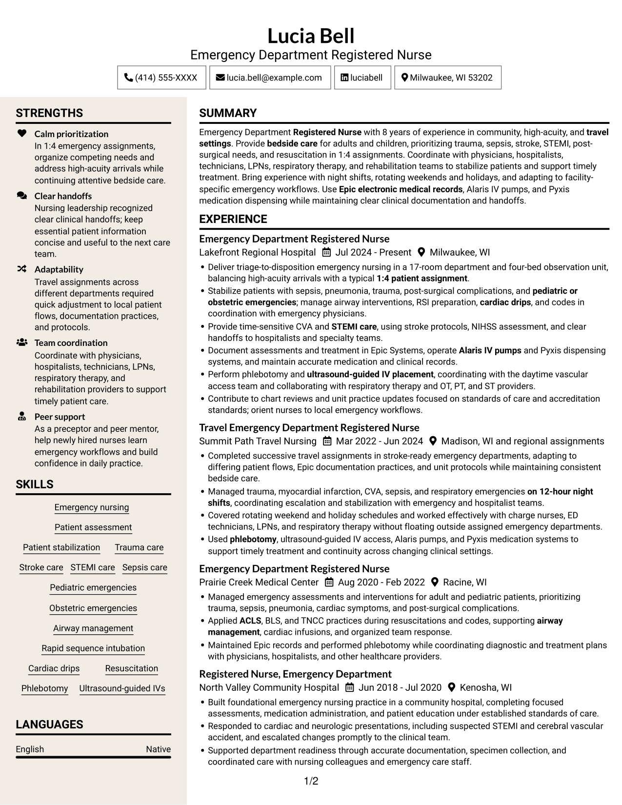 Resume example — page 1