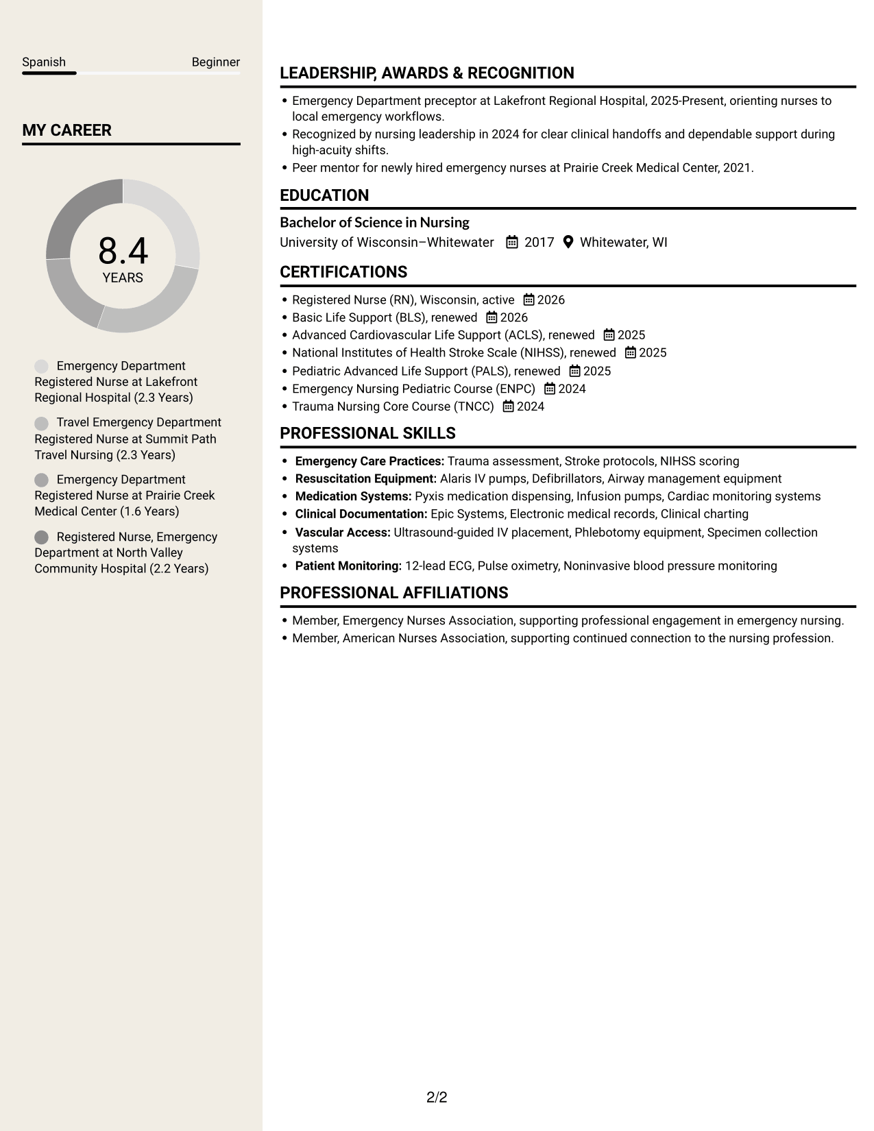 Resume example — page 2
